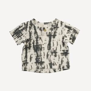 Kate Quinn The Woods Short Sleeve Button Boxy Tee Grey Shibori Size 6Y New